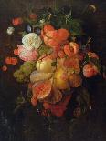 Tulips, a sunflower, an iris and numerous other flowers in a glass vase on marble column base-Jan Davidsz. de Heem-Giclee Print