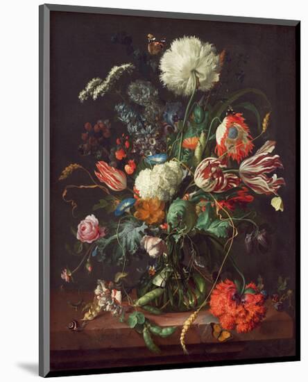 Jan Davidsz de Heem, Vase of Flowers-Dutch Florals-Mounted Art Print