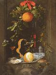 Flowers in a Glass Vase on a Draped Table, with a Silver Tazza, Fruit, Insects and Birds-Jan Davidsz de Heem-Giclee Print