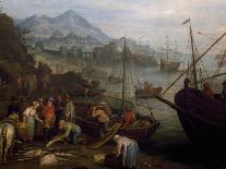 Port and Fishermen-Jan Frans Beschey-Giclee Print