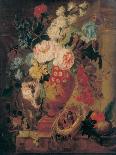 Flowers in a Terracotta Vase Decorated with Putti-Jan Frans Eliaerts-Framed Stretched Canvas