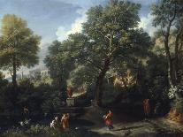 A Classical Landscape with Figures Bathing in a Pond-Jan Frans van Bloemen-Giclee Print