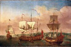 The Ship 'Peregrine' and Other Royal Vessels, off Greenwich, around 1710. Oil on Canvas, around 171-Jan Griffier-Giclee Print