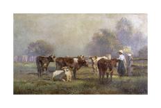 Early Morning Milking-Jan Hendrik Scheltema-Mounted Premium Giclee Print