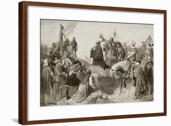 Jan Hus Praying in Front of the Stake Where He Will Be Burned-null-Framed Giclee Print