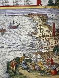 Fishing Scene and Preparing Fish at Port City of Cadiz-Jan Janssonius-Stretched Canvas