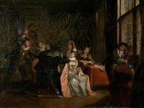 Bourgeois Interior with Ladies Drinking Tea, a Man Reading by the Fireplace-Jan Josef the Elder Horemans-Framed Giclee Print