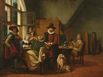 Bourgeois Interior with Ladies Drinking Tea, a Man Reading by the Fireplace-Jan Josef the Elder Horemans-Framed Giclee Print