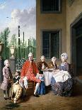 Portrait of a Family Dining on a Portico, a Formal Garden Beyond, 1747-Jan Josef the Younger Horemans-Framed Stretched Canvas