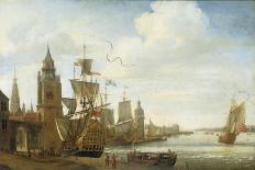 Two Men of War with other Small Craft Riding at Anchor off Greenwich-Jan Karel Donatus Van Beecq-Giclee Print