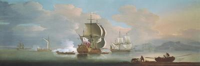 Two Men of War with other Small Craft Riding at Anchor off Greenwich-Jan Karel Donatus Van Beecq-Giclee Print