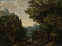 Mountainous Landscape with River Valley and Castles-Jan Meerhout-Framed Art Print