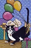 A Cat with 4 Balloons Tied to its Tail Surrounded by Gifts-Jan Panico-Giclee Print