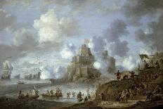 Mediterranean Castle under Siege from the Turks-Jan Peeters-Stretched Canvas