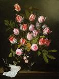 Tulips, Yellow and Pink Roses in a Glass Vase-Jan Philip Van Thielen-Framed Giclee Print