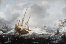 Ships in a Storm on a Rocky Coast, 1614-1618-Jan Porcellis-Mounted Giclee Print