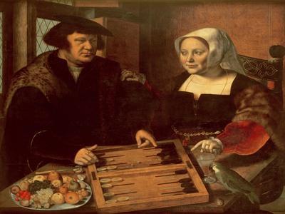 Portrait of a Husband and Wife Playing Tric-Trac