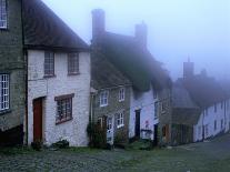 Street of "Gold Hill" Shrouded in Fog, Shaftesbury, Dorset, England-Jan Stromme-Framed Stretched Canvas