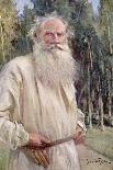 Leo Tolstoy the Russian Novelist Embracing Jesus-Jan Styka-Art Print