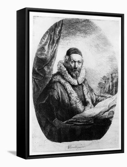 Jan Uytenbogaert, Preacher of the Remonstrants, 1635 (Etching)-Rembrandt van Rijn-Framed Stretched Canvas