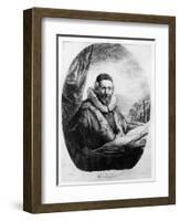 Jan Uytenbogaert, Preacher of the Remonstrants, 1635 (Etching)-Rembrandt van Rijn-Framed Giclee Print