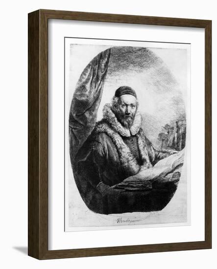 Jan Uytenbogaert, Preacher of the Remonstrants, 1635 (Etching)-Rembrandt van Rijn-Framed Giclee Print