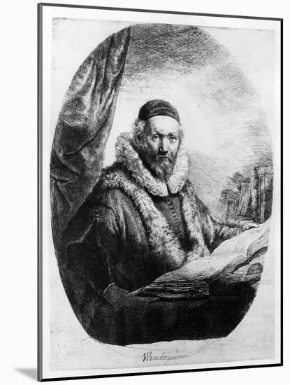 Jan Uytenbogaert, Preacher of the Remonstrants, 1635 (Etching)-Rembrandt van Rijn-Mounted Giclee Print