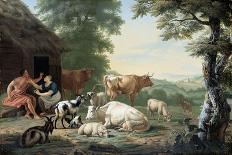 Arcadian Landscape with Shepherds and Animals-Jan van Gool-Framed Art Print