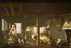 Rustic Scene with Woman Milking-Jan van Gool-Art Print