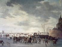 Les patineurs (le motif est inspiré de la Pellekussenpoort près d'Utrecht)-Jan Van Goyen-Framed Giclee Print