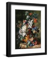 Jan van Huysum, Bouquet of Flowers in an Urn-Dutch Florals-Framed Art Print