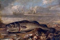 Jan van Kessel 'el Viejo' / 'Fishes and Seascape', ca. 1656, Flemish School, Oil on copper, 14 ...-JAN VAN KESEL THE ELDER-Poster