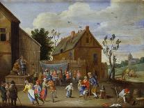 A River Landscape with Gentry at a Village Inn-Jan van Kessel the Elder-Giclee Print