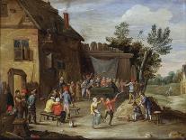 A River Landscape with Gentry at a Village Inn-Jan van Kessel the Elder-Giclee Print