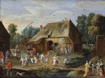 A River Landscape with Gentry at a Village Inn-Jan van Kessel the Elder-Giclee Print