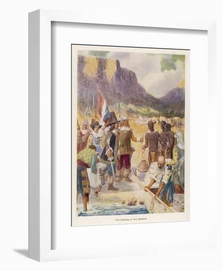 Jan Van Riebeeck Lands in Table Bay Where He Founds Cape Town-G.s. Smithard-Framed Art Print