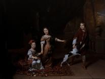 Children Playing with a Dog in a Living Room, 17Th Century (Oil on Canvas)-Jan Verkolje-Giclee Print