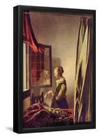 Jan Vermeer van Delft (Letter girls at the open window) Art Poster Print-null-Framed Poster
