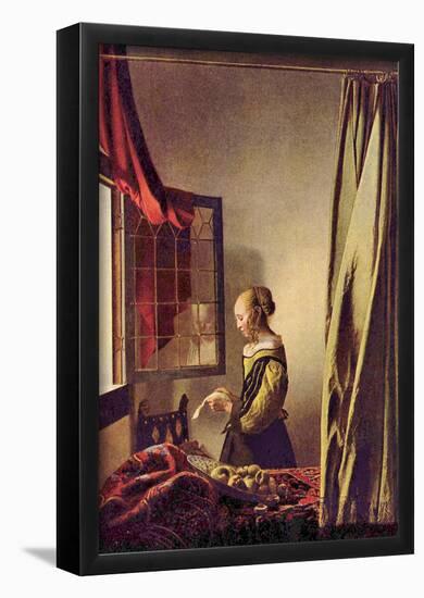 Jan Vermeer van Delft (Letter girls at the open window) Art Poster Print-null-Framed Poster