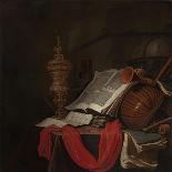 Still Life with Musical Instruments and Books-Jan Vermeulen-Framed Stretched Canvas