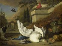 A Dog with a Dead Goose and Peacock (A Study of Game and Fruit)-Jan Weenix-Art Print