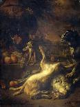 A Monkey and a Dog with Dead Game and Fruit-Jan Weenix-Art Print