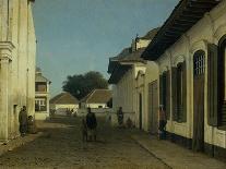 A Street in the Old Part of Batavia, Street and Leaning Against the Walls, Some Natives-Jan Weissenbruch-Mounted Art Print