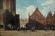 A Street in the Old Part of Batavia, Street and Leaning Against the Walls, Some Natives-Jan Weissenbruch-Mounted Art Print