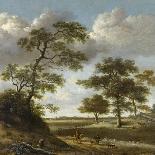Bergers et moutons au bord du chemin-Jan Wijnants-Framed Stretched Canvas