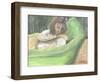 Jane asleep on couch, 1998, (acrylic on paper)-Vincent Alexander Booth-Framed Giclee Print