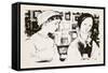 Jane Austen (1775-1817) and Charlotte Bronte (1816-55) - An Imaginary Encounter-George Adamson-Framed Stretched Canvas