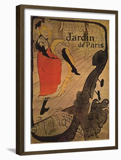 Jane Avril in Jardin de Paris-Henri de Toulouse-Lautrec-Framed Art Print