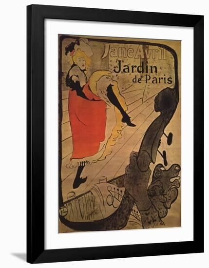 Jane Avril in Jardin de Paris-Henri de Toulouse-Lautrec-Framed Art Print