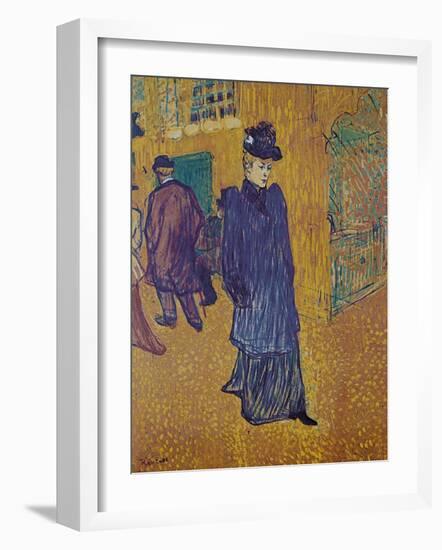 Jane Avril leaves the Moulin Rouge-Henri de Toulouse-Lautrec-Framed Art Print